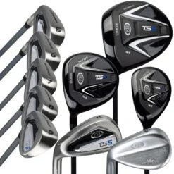 Left Hand TS5-60 10 Club Stand Set Graphite, Black/White Bag -Golf Store 15153 AltB